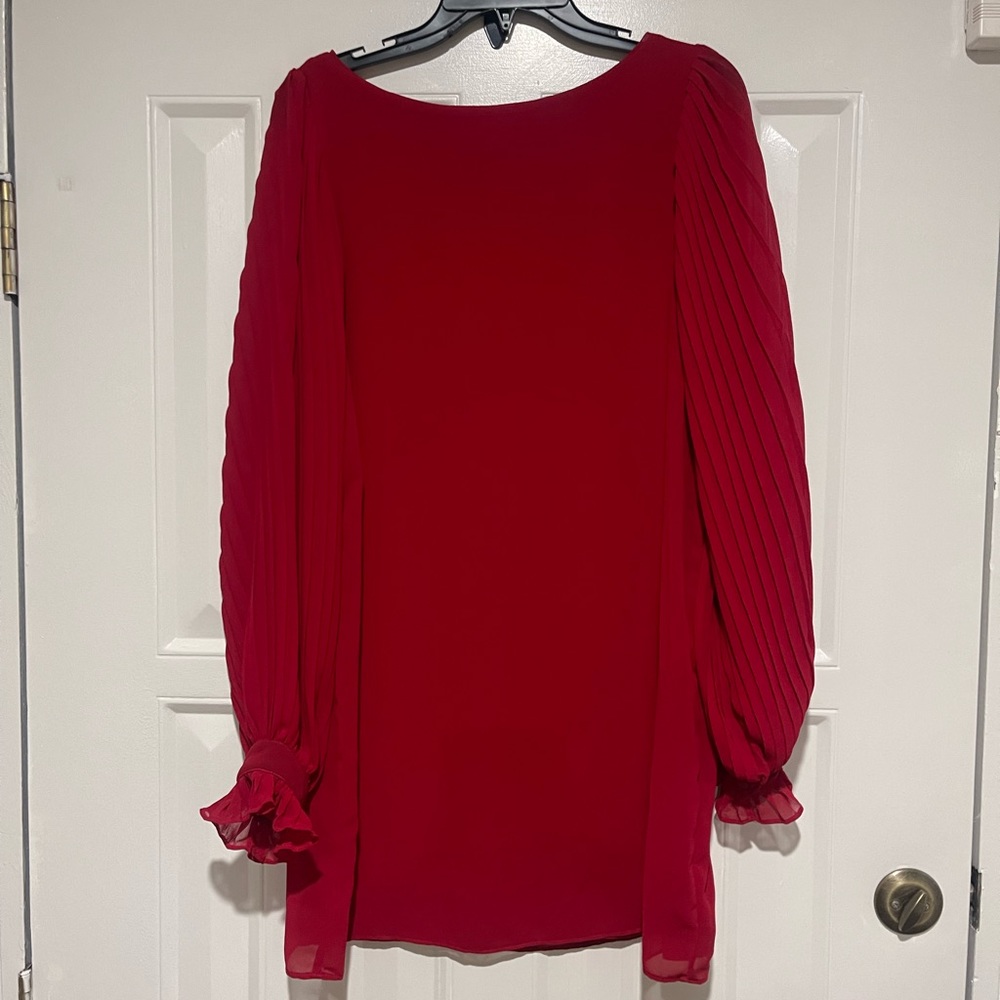 Analili Red Dress with Sheer Sleeves